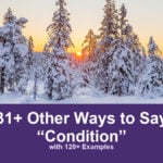 31+ Other Ways to Say “Condition” (with 120+ Examples) 31+ other ways to say condition, with 120+ examples; Snow-covered conifers stand in a wintry landscape at sunset.