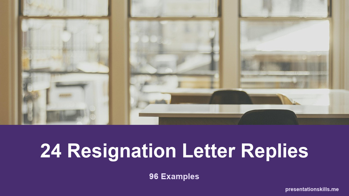 24 Resignation Letter Replies, illustrated with a topic-related photograph