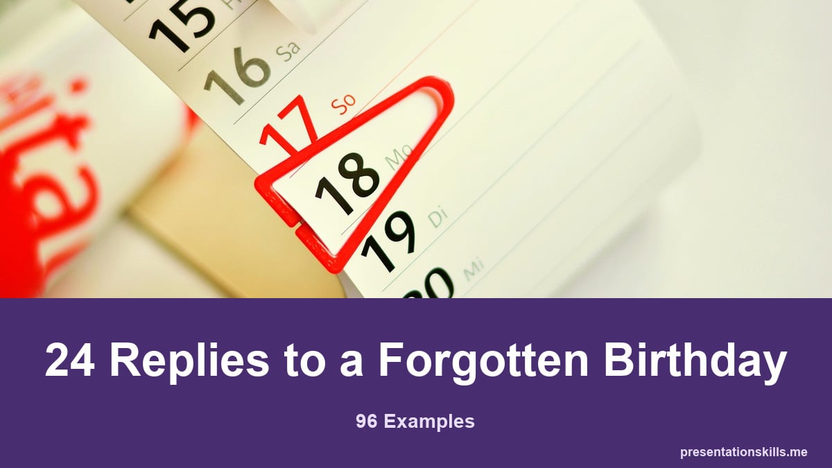 24 Replies to a Forgotten Birthday, illustrated with a topic-related photograph