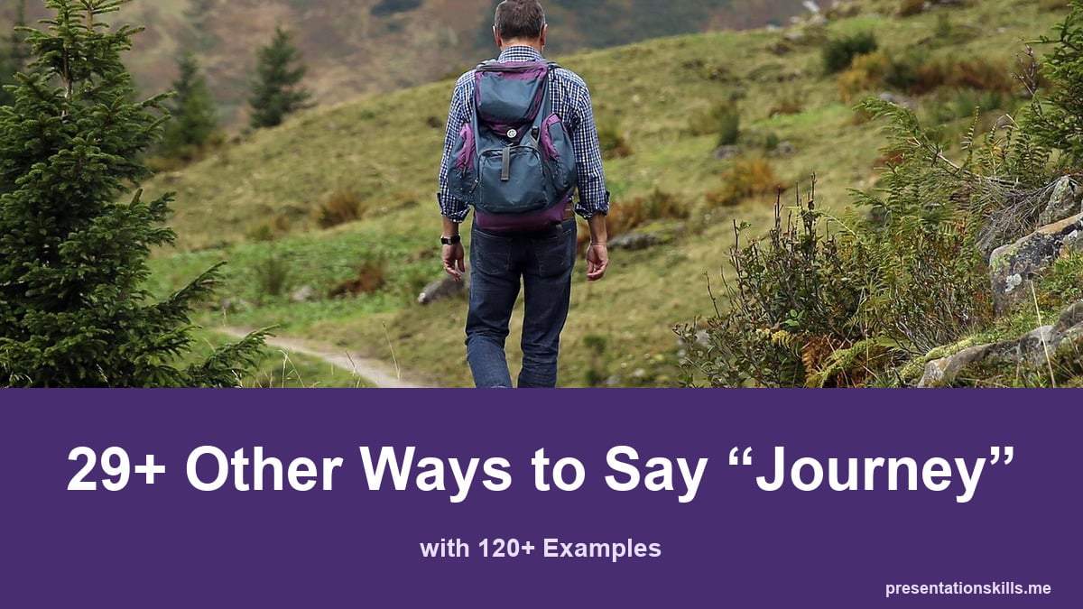 29+ other ways to say journey, with 120+ examples; A hiker with a backpack walks along a mountain path.