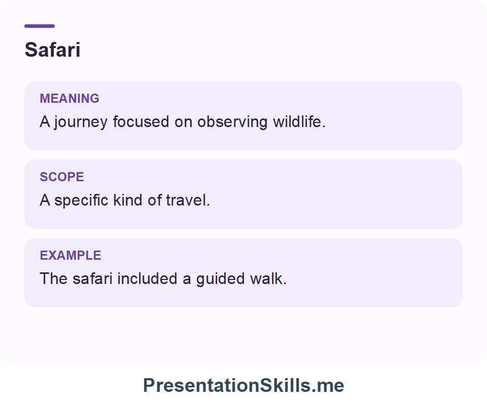 Safari: His talk explained how the safari was organised.