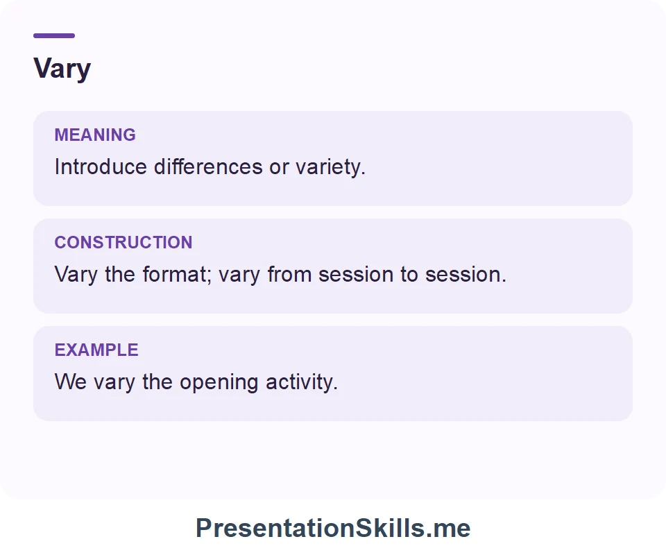 Vary: We vary the opening activity from week to week.