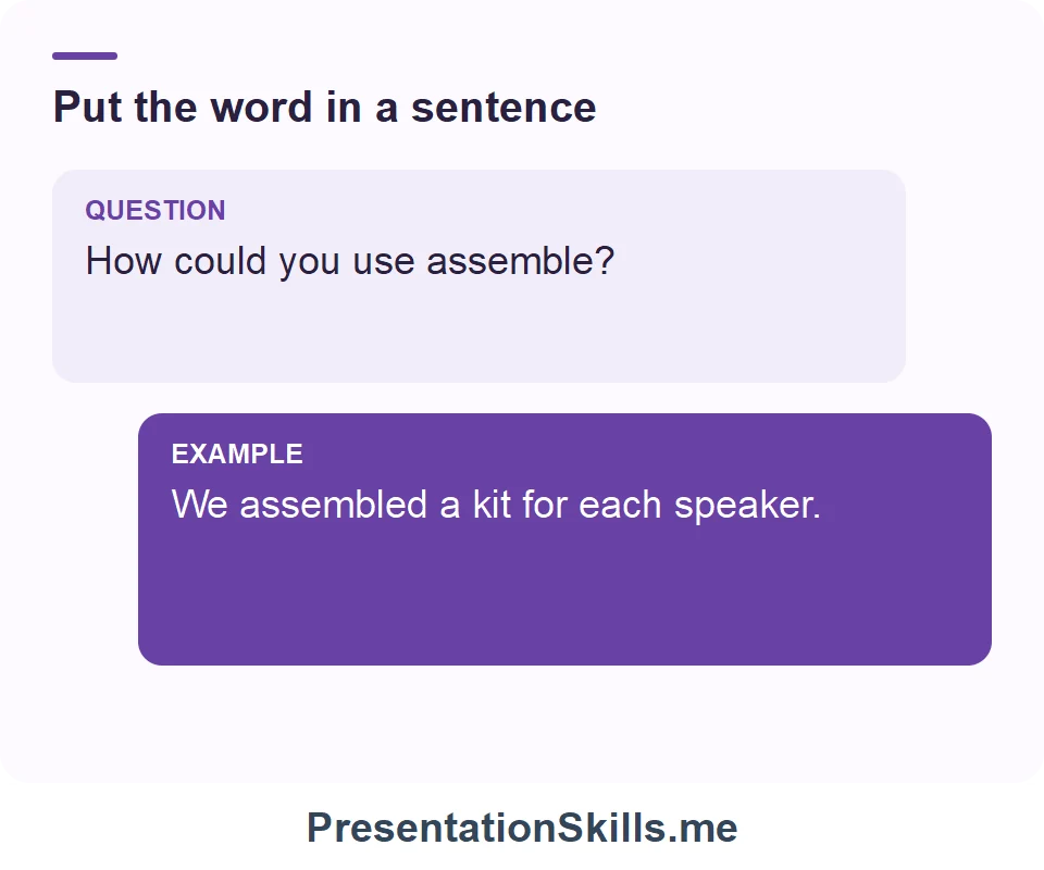 How could you use assemble? We assembled a kit for each speaker.