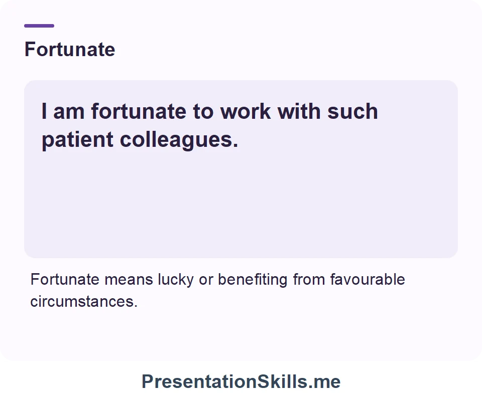 Fortunate: I am fortunate to work with such patient colleagues.