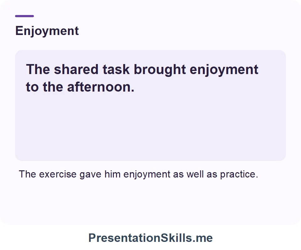 Enjoyment: The shared task brought enjoyment to the afternoon.