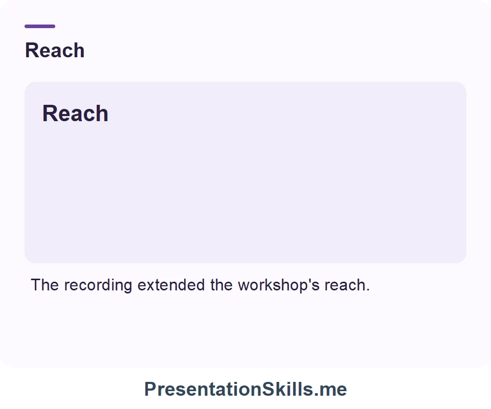 Reach: The recording extended the workshop's reach.