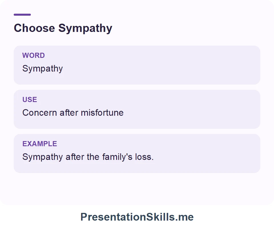 Sympathy: Concern after misfortune. Example: Sympathy after the family's loss.