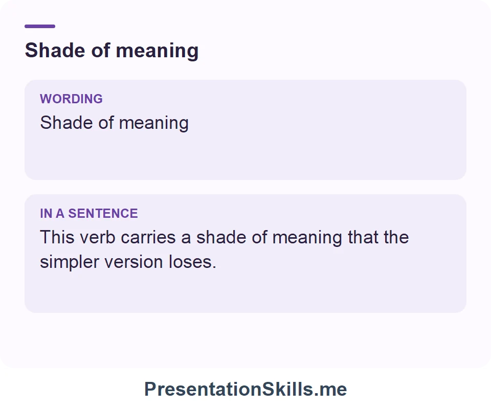 Shade of meaning: Shade of meaning This verb carries a shade of meaning that the simpler version loses.