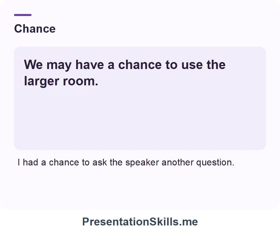 Chance: We may have a chance to use the larger room.