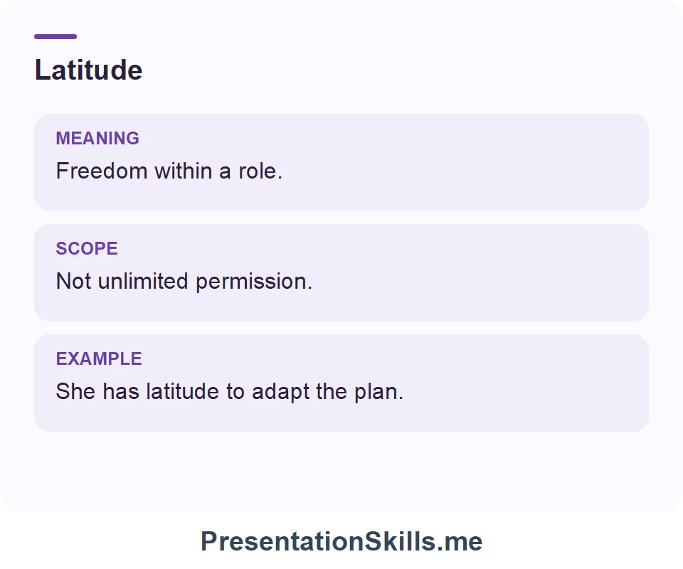 Latitude: She was given latitude in selecting the examples.