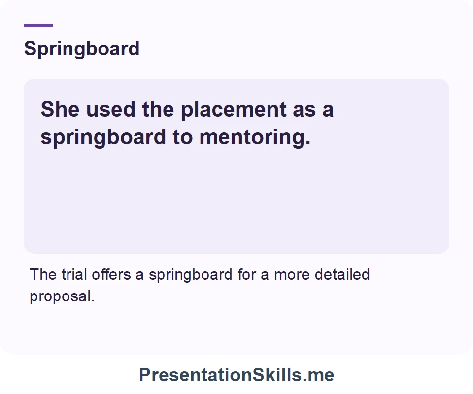Springboard: She used the placement as a springboard to mentoring.