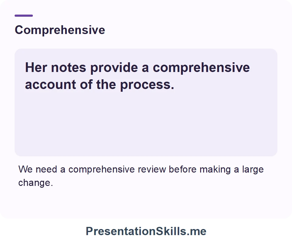Comprehensive: Her notes provide a comprehensive account of the process.