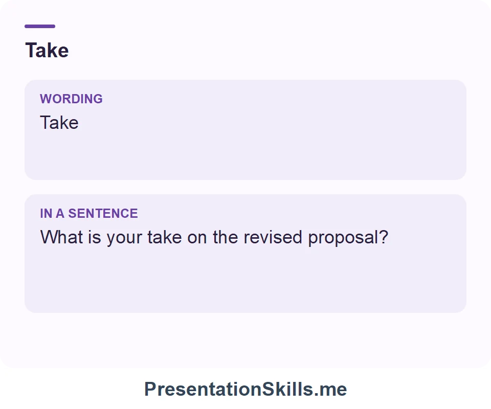Take: Take What is your take on the revised proposal?