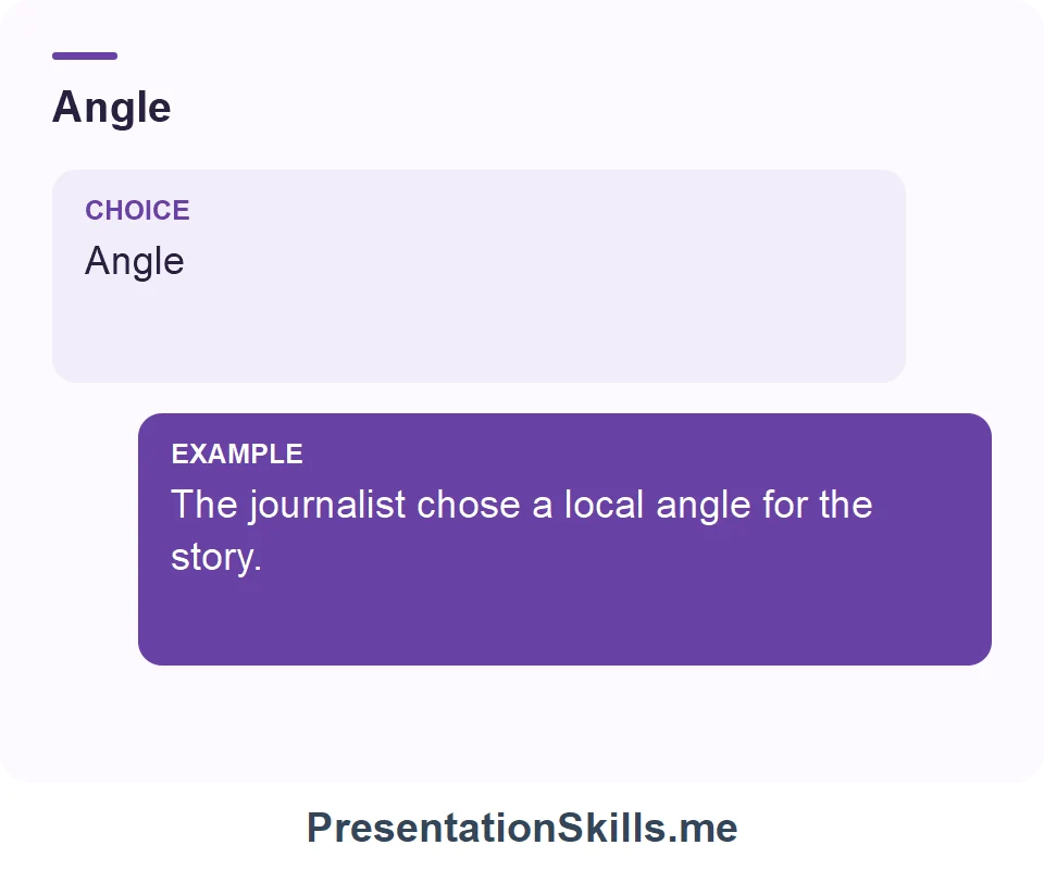 Angle: Angle The journalist chose a local angle for the story.