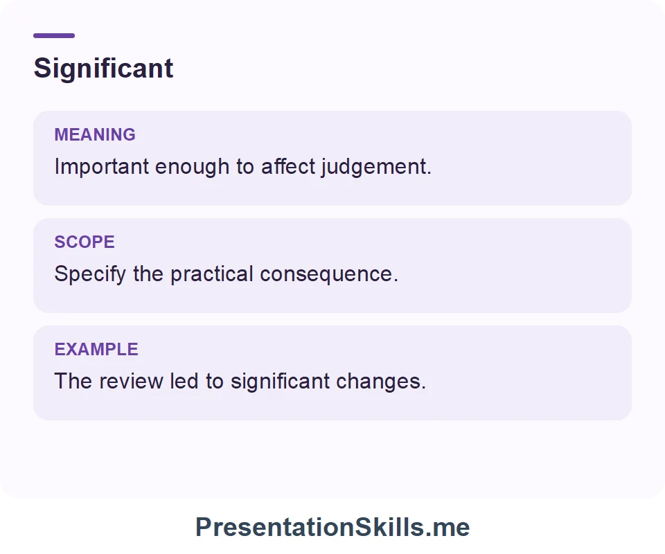 Significant: The review led to significant changes in the process.