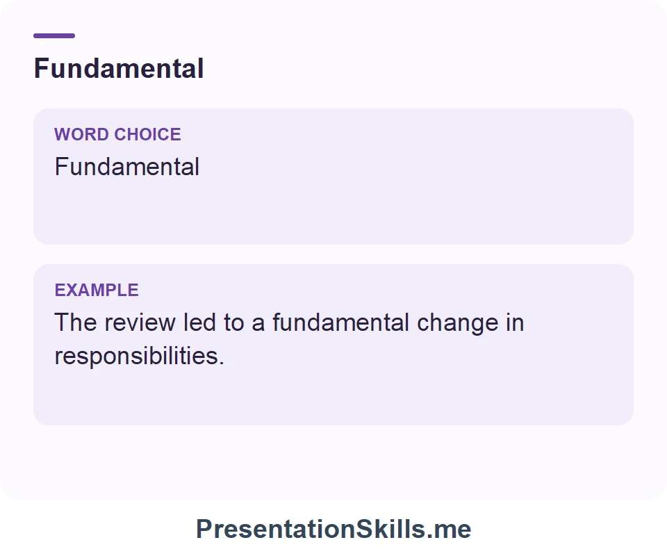 Fundamental: The review led to a fundamental change in responsibilities.