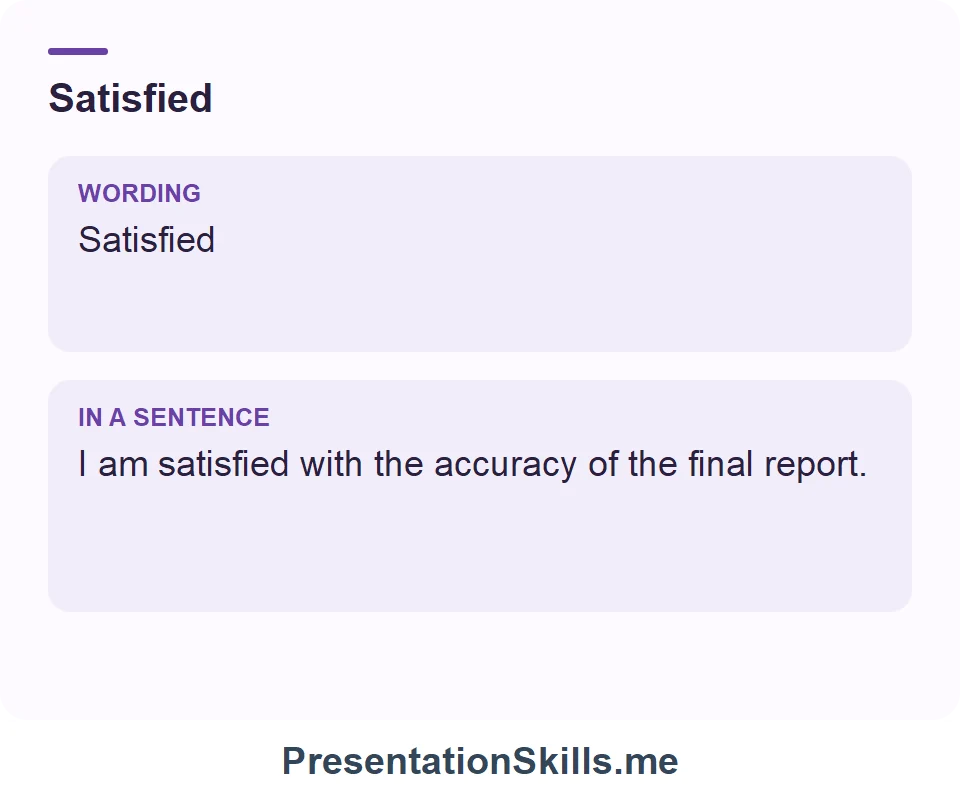 Satisfied: Satisfied I am satisfied with the accuracy of the final report.