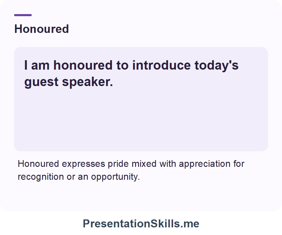 Honoured: I am honoured to introduce today's guest speaker.