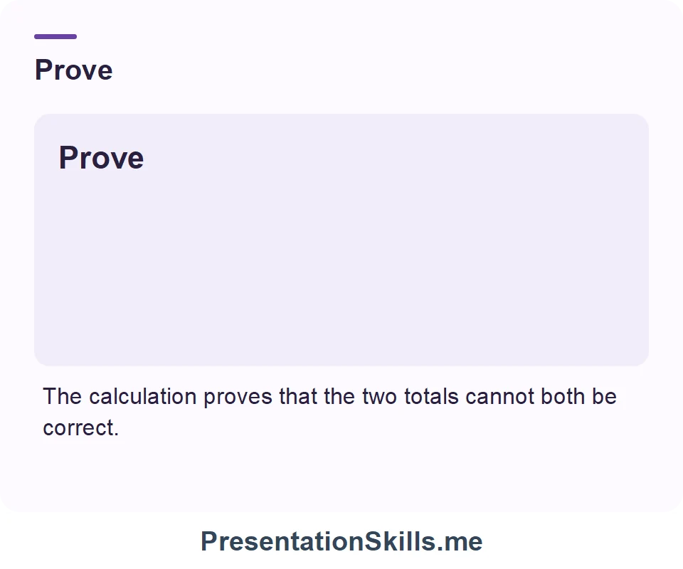 Prove: The calculation proves that the two totals cannot both be correct.