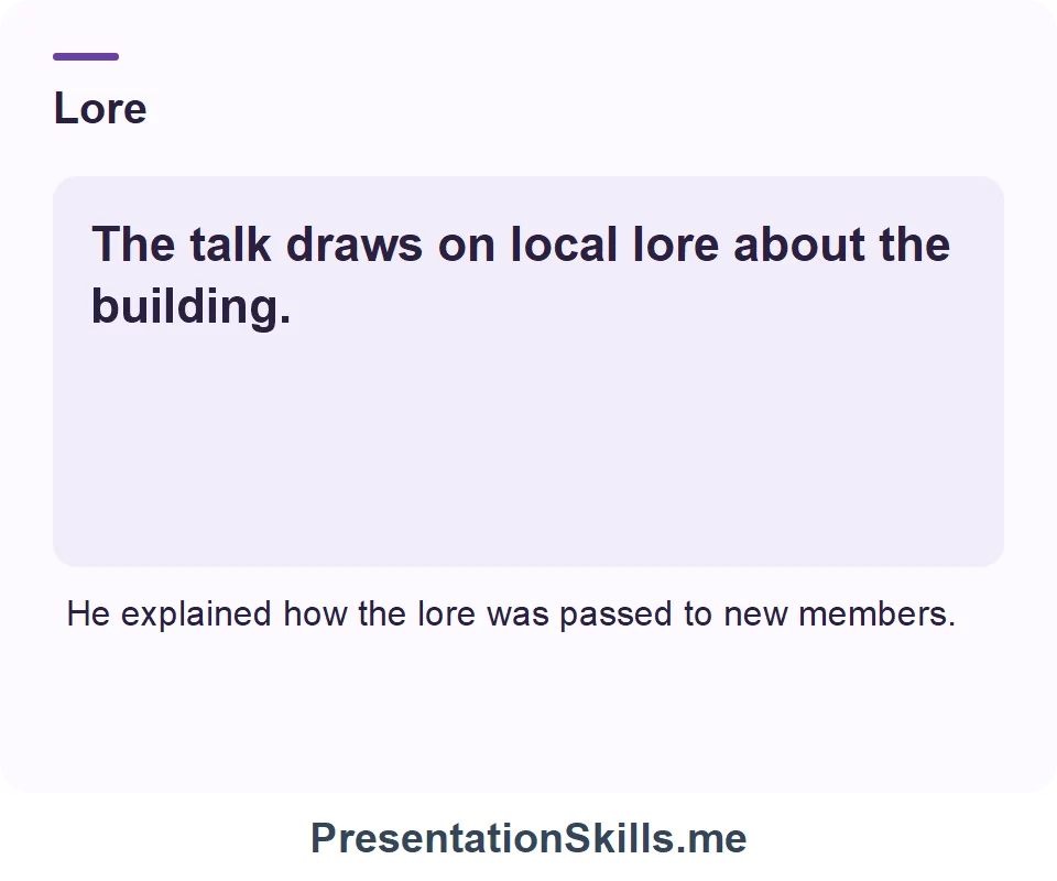 Lore: The talk draws on local lore about the building.