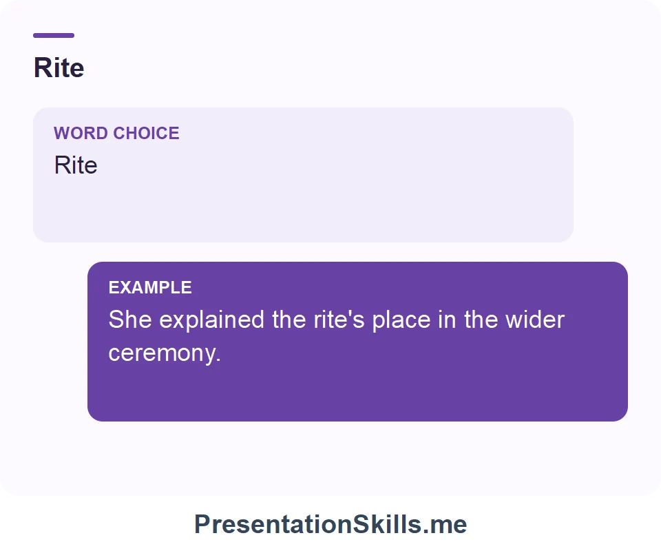 Rite: She explained the rite's place in the wider ceremony.