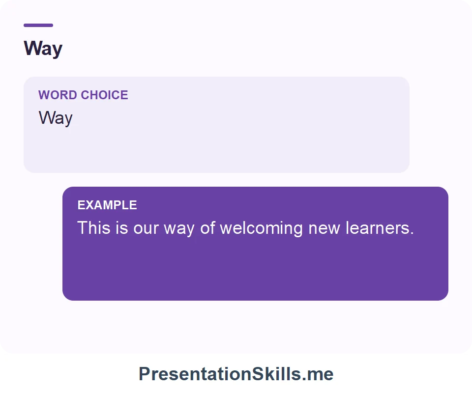 Way: This is our way of welcoming new learners.